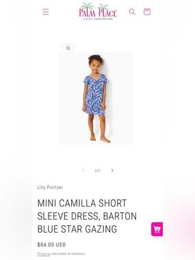 Lilly Pulitzer Mini Camilla Short Sleeve Dress in Barton Blue Star Gazing